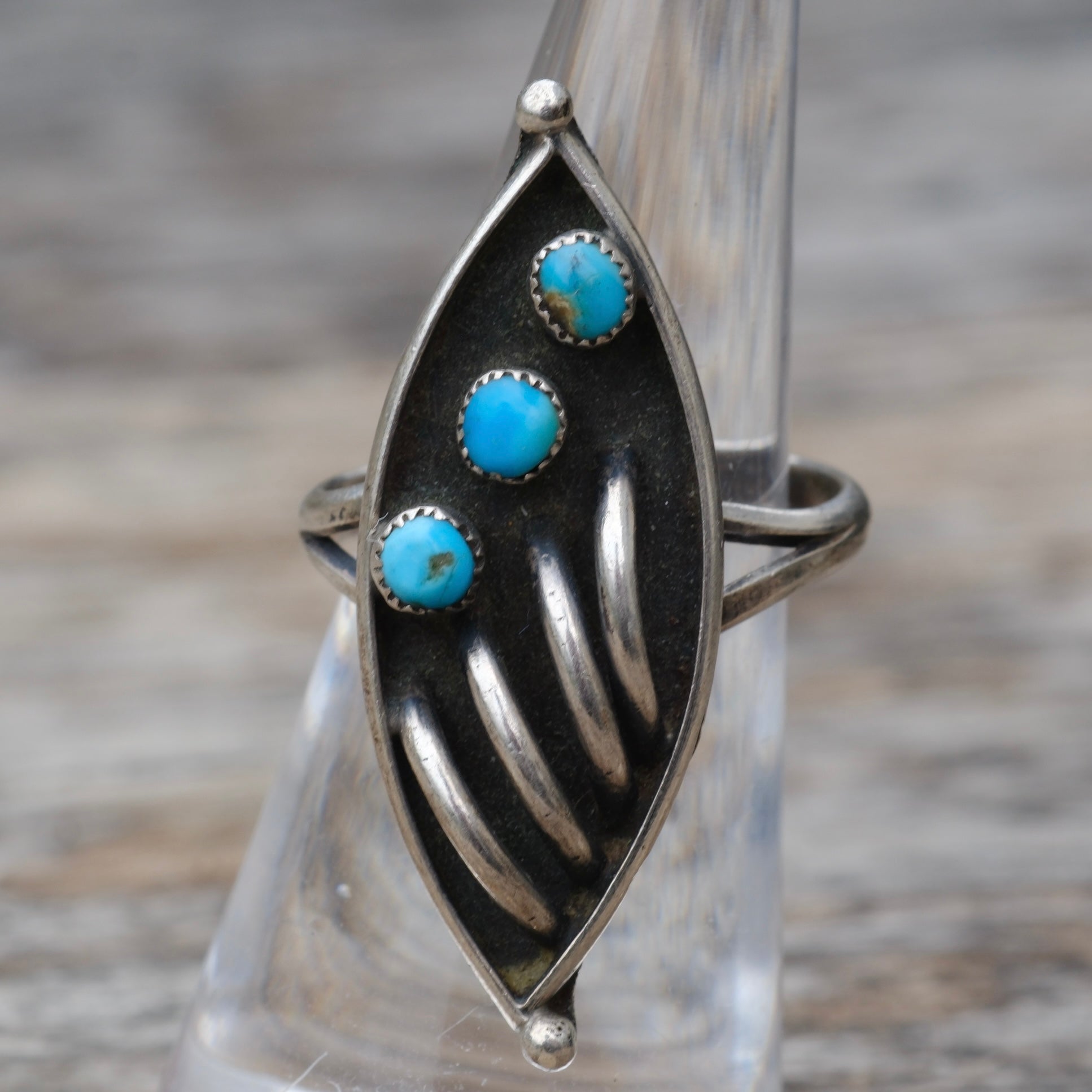 Vintage Sterling Turquoise Ring 7.5