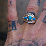 Vintage Sterling 3-Stone Turquoise Ring 9.25
