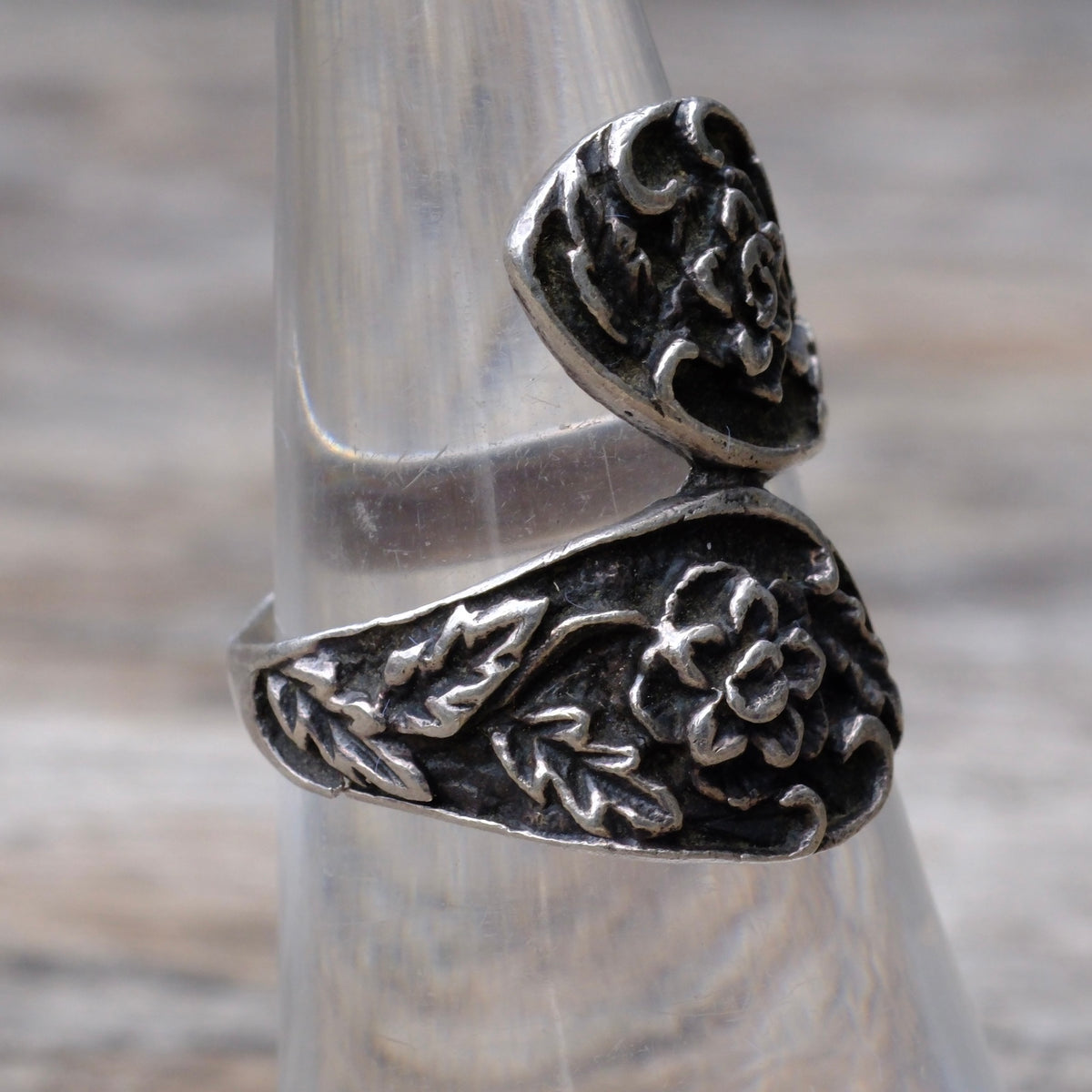 Vintage Sterling Floral Overpass Ring 6.25