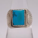 Vintage Sterling Turquoise Stamped Band Ring 8.25