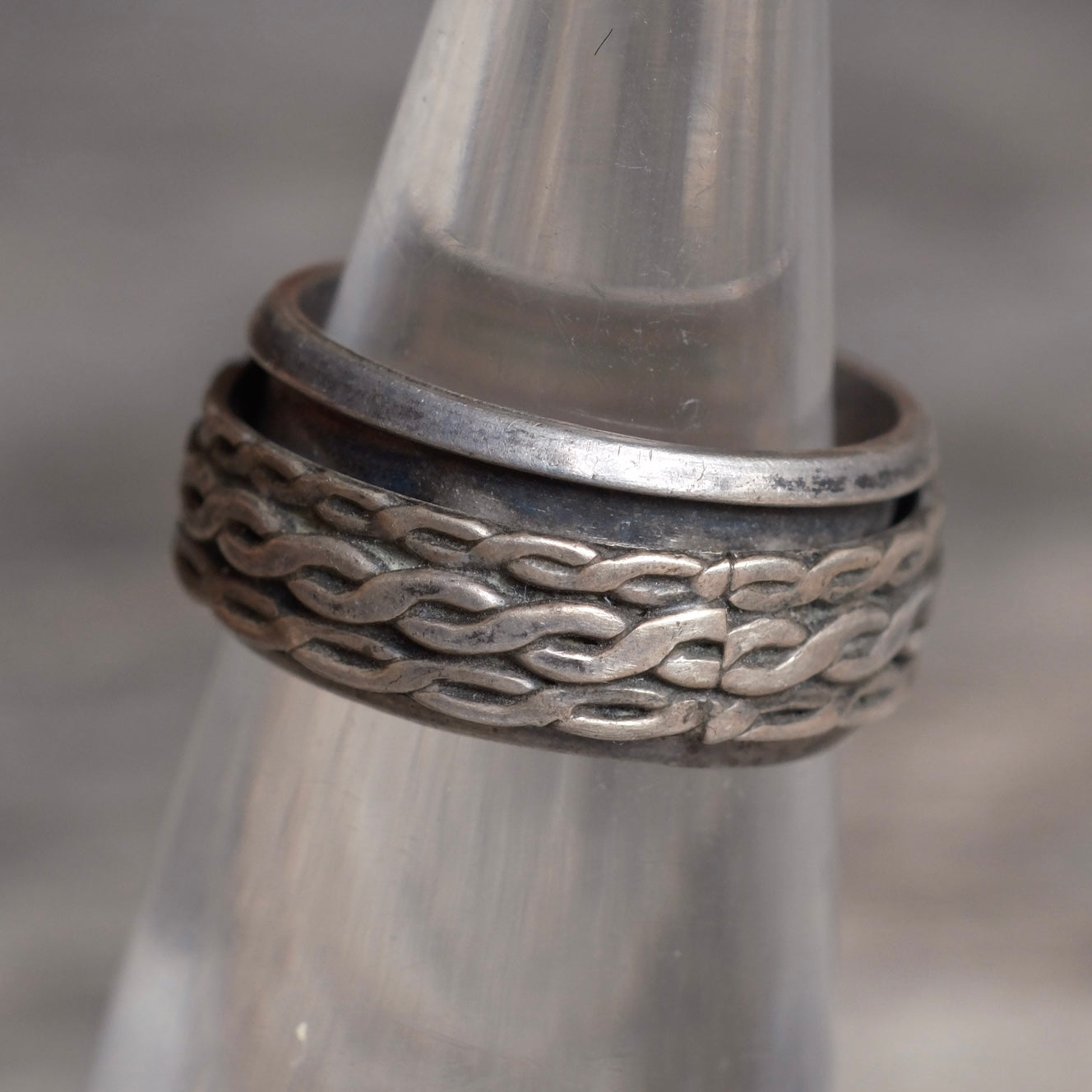 Vintage Sterling Silver Braided Spinner Ring 5