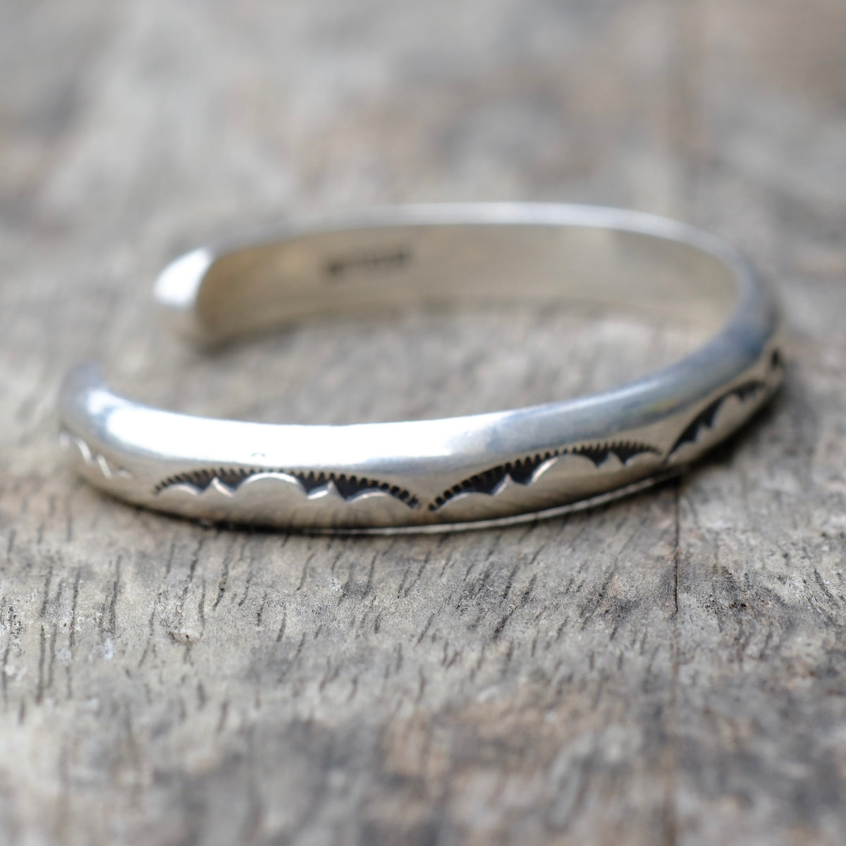 Vintage Sterling Silver Stamped Cuff Bracelet
