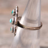 Vintage Sterling Old Pawn Turquoise Cluster Ring 4.75