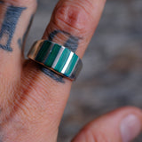 Vintage Sterling Malachite Inlay Band 12