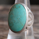 Vintage Sterling Turquoise V for Victory Ring 10