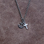 Vintage Sterling Anchor and Cross Necklace 18”