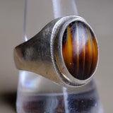 Vintage Sterling Brown Glass Signet Ring 11