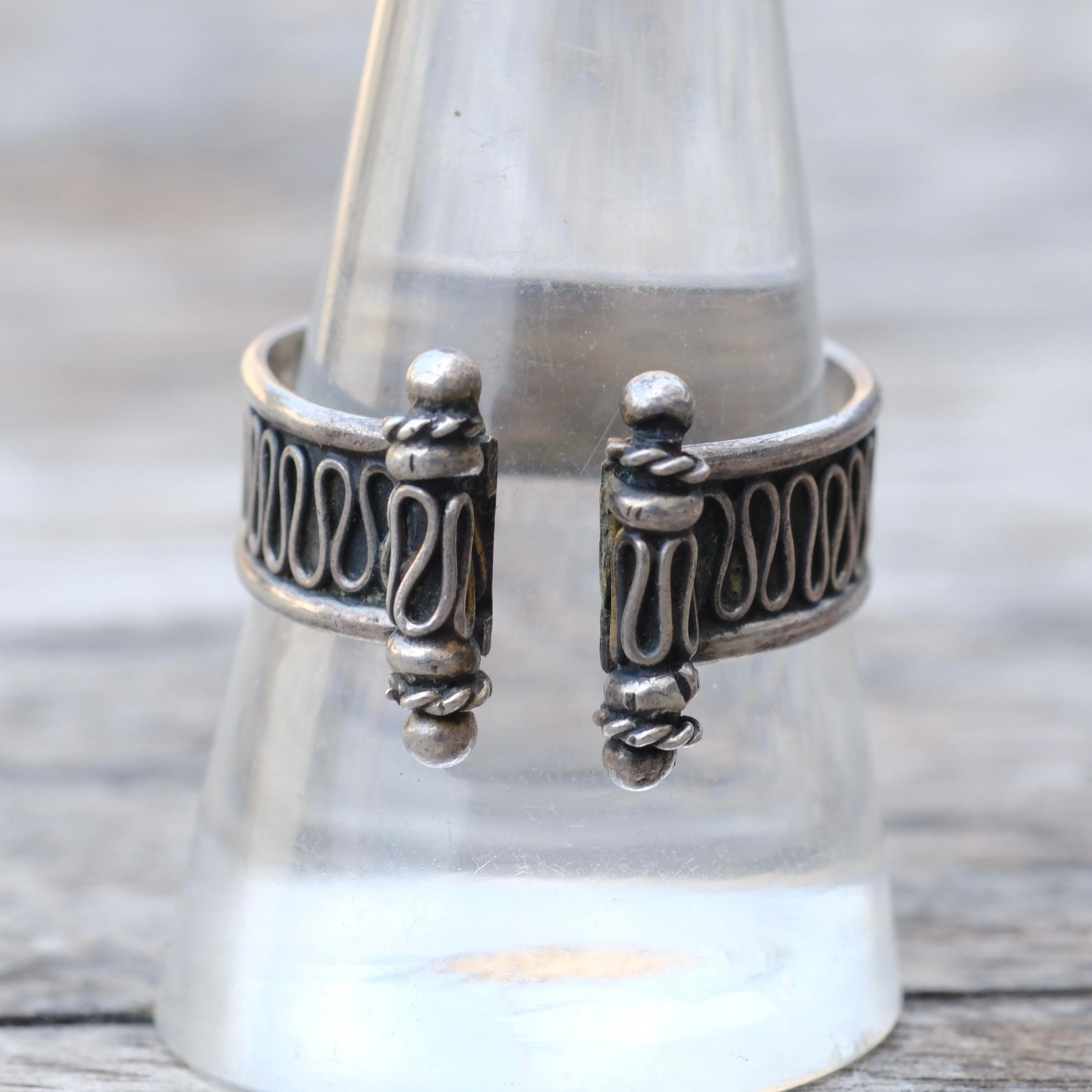 Vintage Sterling Silver Scroll Ring 10.5