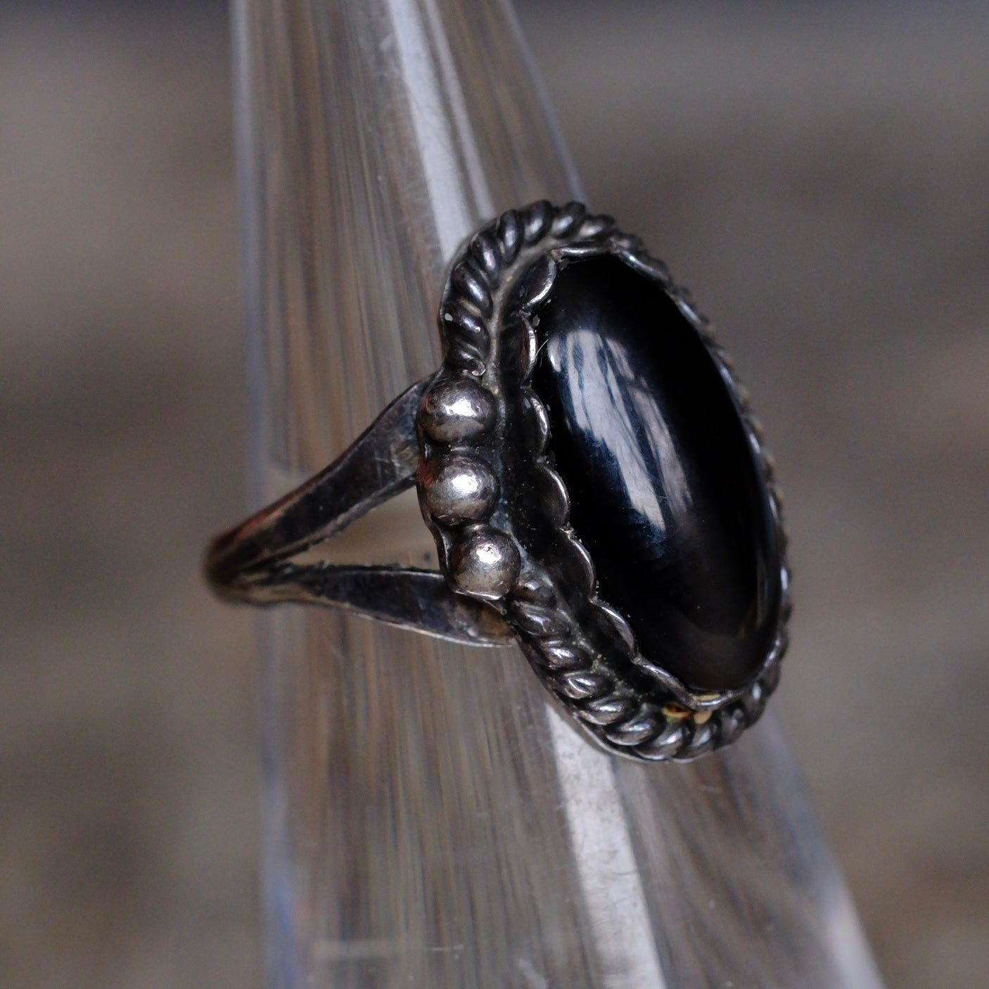 Vintage Sterling Onyx Roper Ring 3.25