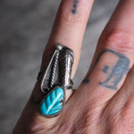 Vintage Sterling Faceted Turquoise Ring 5.25