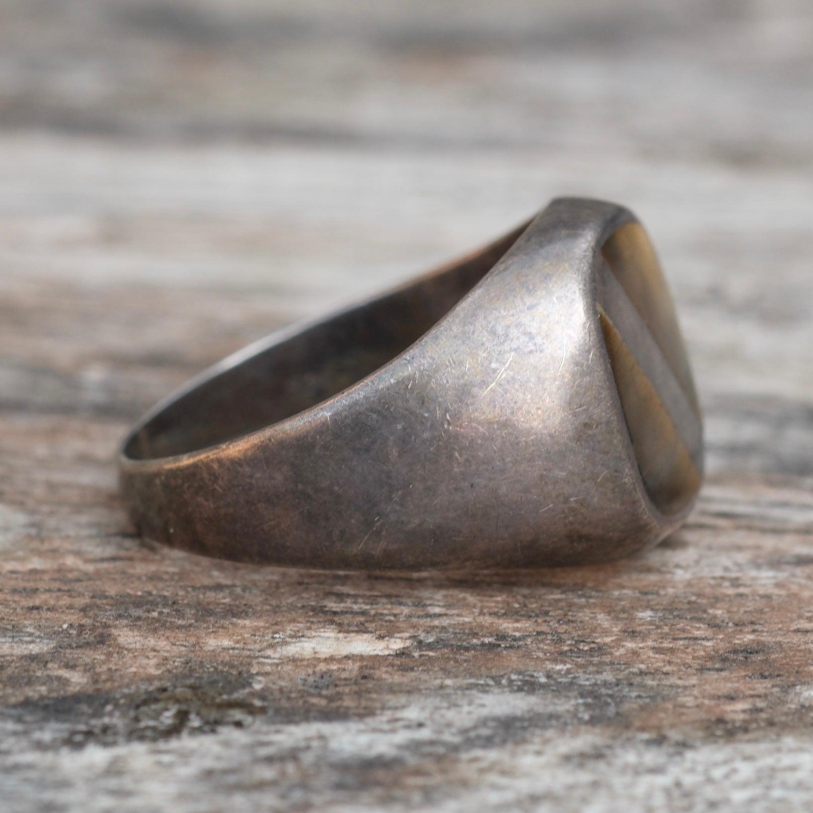 Vintage Sterling Tigers Eye Signet Ring 10