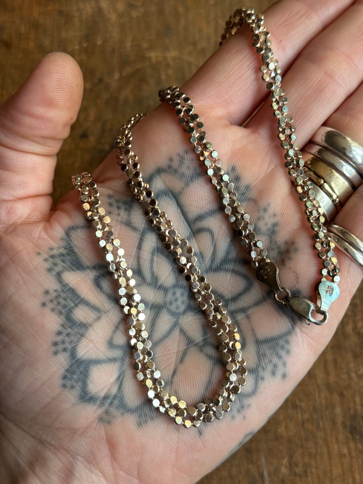 Vintage Sterling Silver 20” Braided Bead Chain