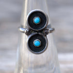 Vintage Sterling 2-Stone Turquoise Ring 4.5