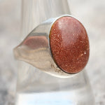 Vintage Sterling Goldstone Signet Ring 10
