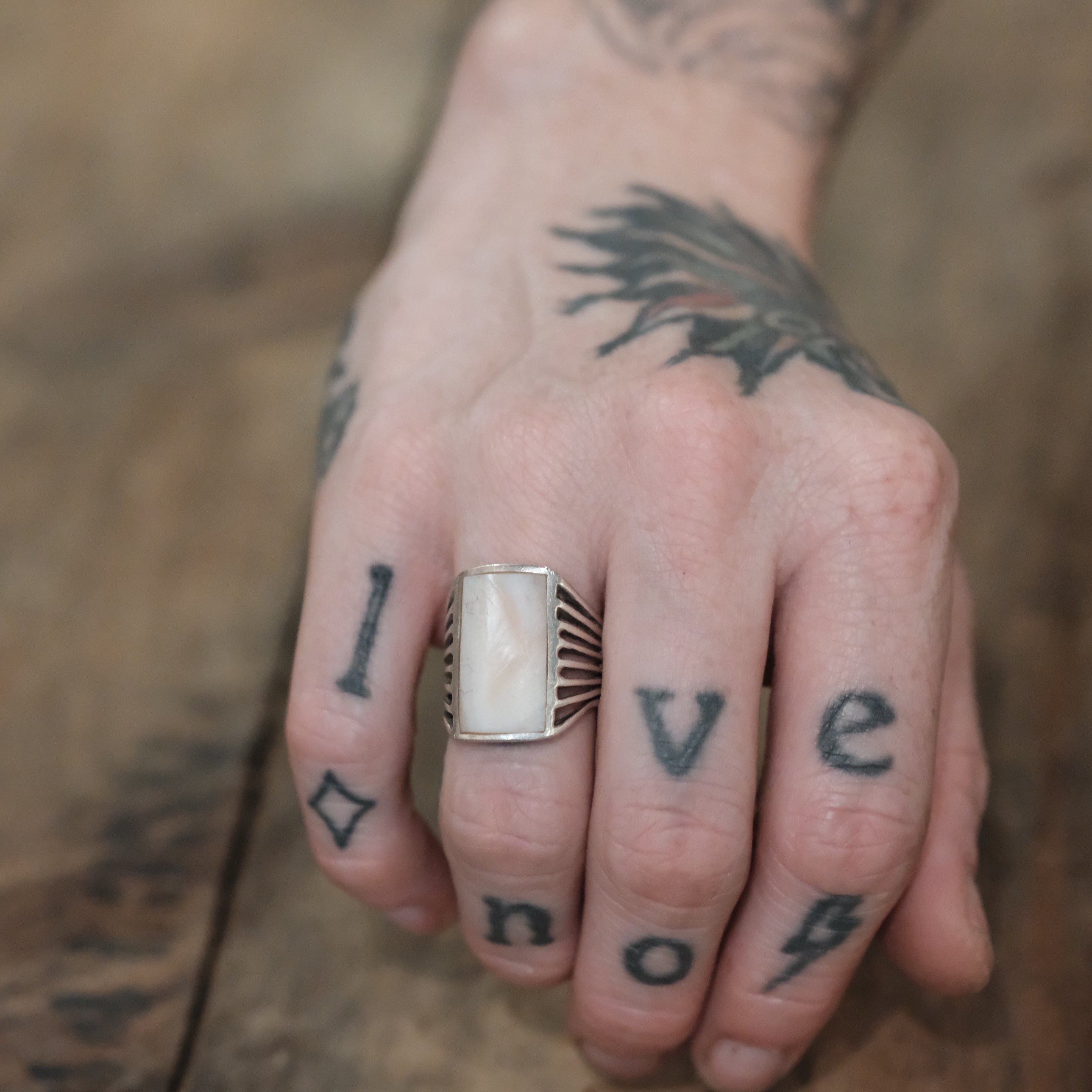 Vintage Sterling Mother Of Pearl Ring 6.75