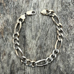 Vintage Silver Plated Figaro Chain Bracelet