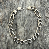 Vintage Silver Plated Figaro Chain Bracelet