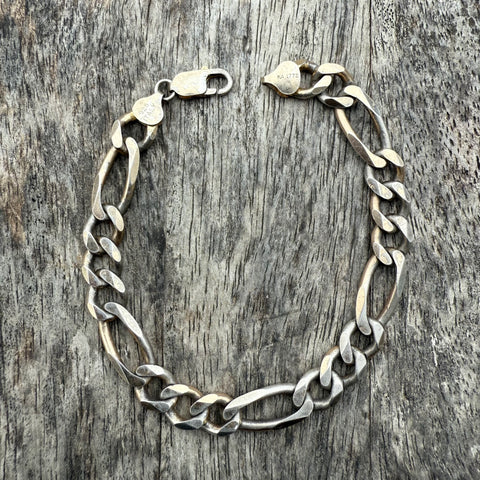 Vintage Silver Plated Figaro Chain Bracelet
