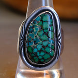 Vintage Sterling Turquoise Stamped Band Ring 9.25