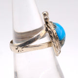 Vintage Sterling Turquoise Feather Ring 7