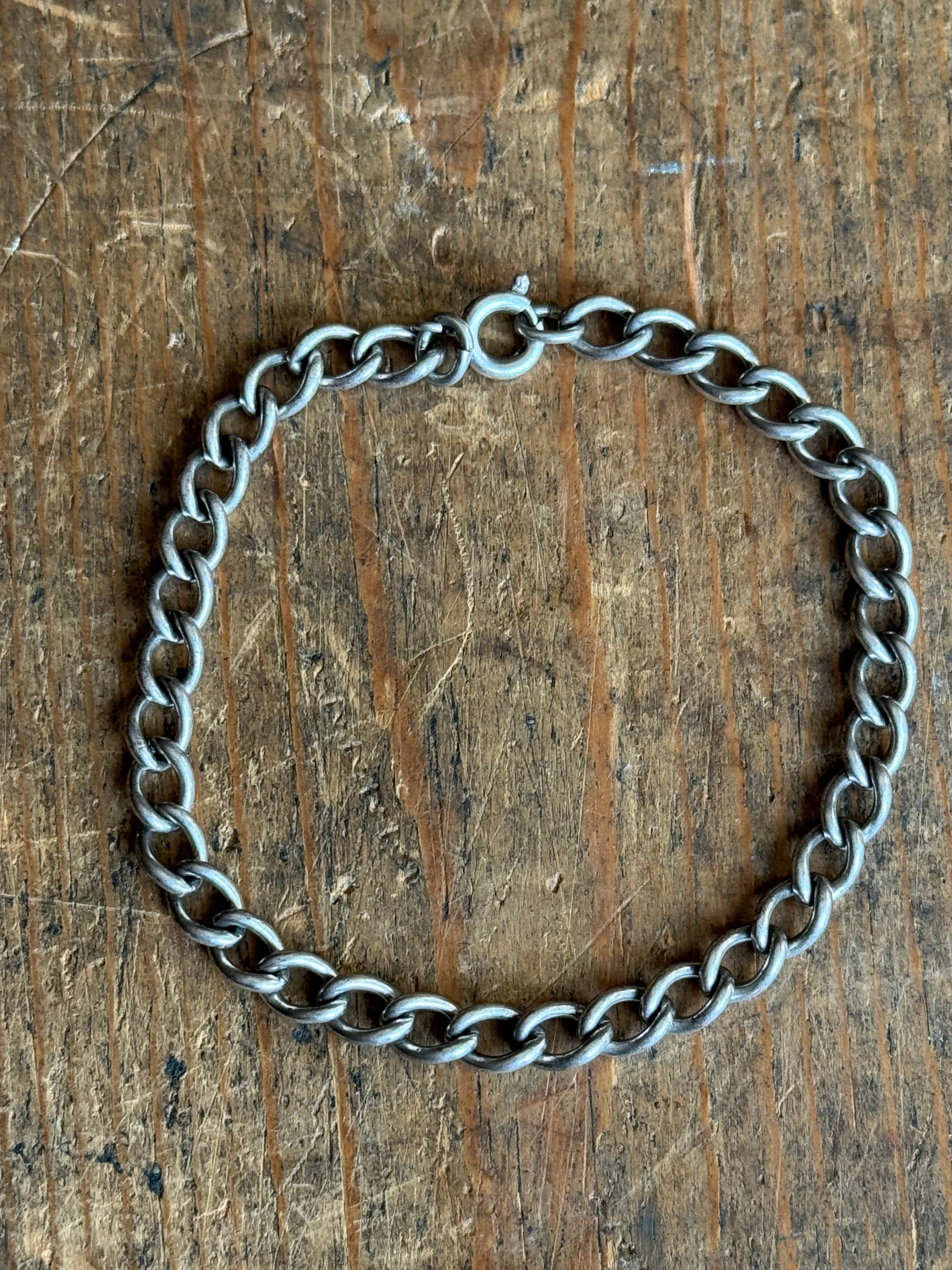 Vintage Sterling Silver 7.25” Curb Chain Bracelet