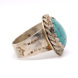 Vintage Sterling Turquoise Roper Stamped Band Ring 12.25