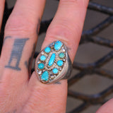 Vintage Sterling 9-Stone Turquoise Cluster Ring 8.5
