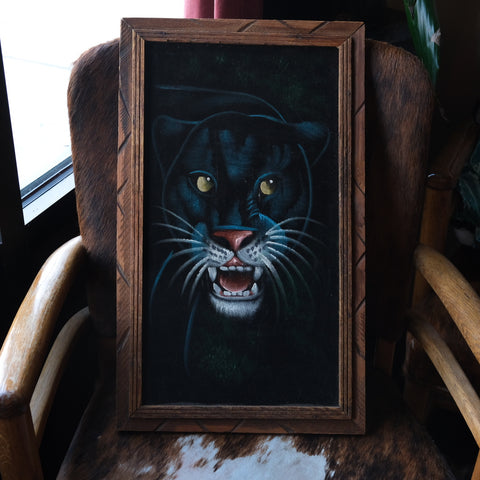 Vintage Panther Velvet Painting