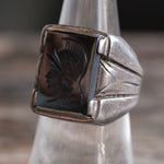 Vintage Sterling Hematite Centurion Signet Ring 6.5