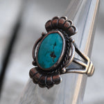 Vintage Sterling Turquoise Roper Ring 5.75