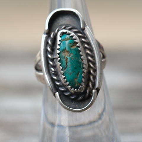 Vintage Sterling Turquoise Ring 5.25