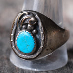 Vintage Sterling Turquoise Horseshoe Ring 13