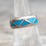 Vintage Sterling Crushed Turquoise Inlay Ring 7