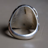 Vintage Sterling Onyx Ribbed Band Ring 10.25
