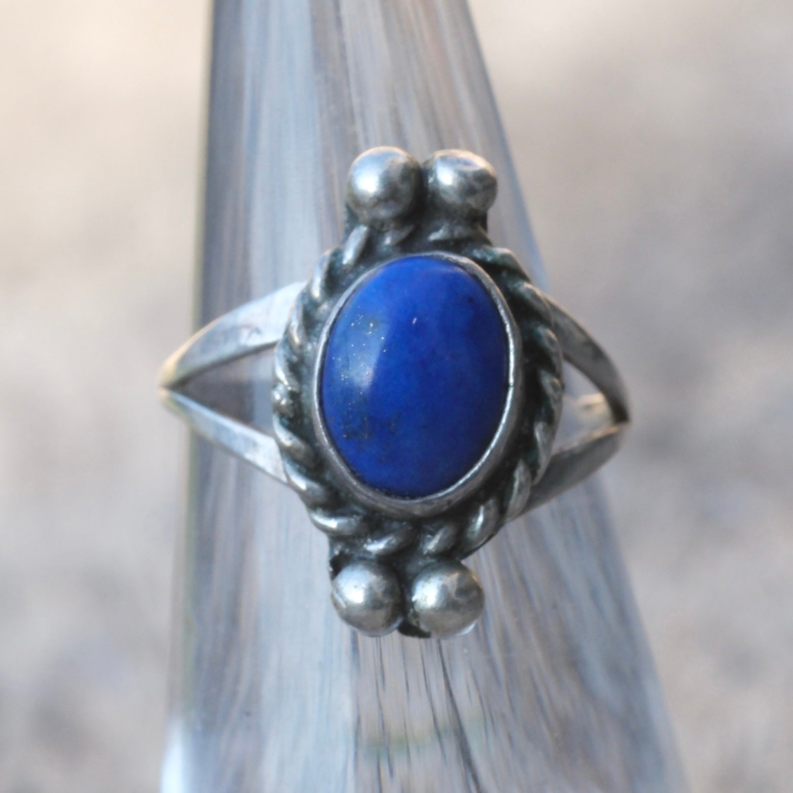 Vintage Sterling Lapis Ring 4.75
