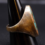 Vintage Sterling Crushed Turquoise and Coral Inlay Ring 9.25