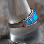 Vintage Sterling Opalite Inlay Band 10.75