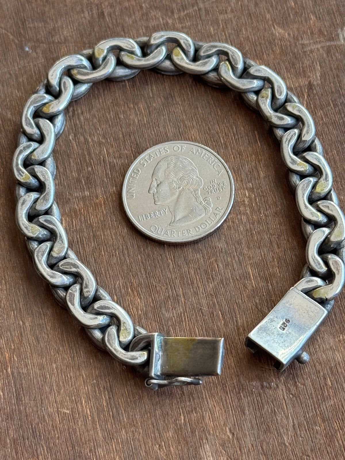 Vintage Sterling Silver 7.75” Modernist Link Bracelet