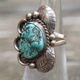 Vintage Sterling Turquoise Feather Ring 5.75