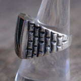 Vintage Sterling Crushed Turquoise Sunrise Ring 8.25