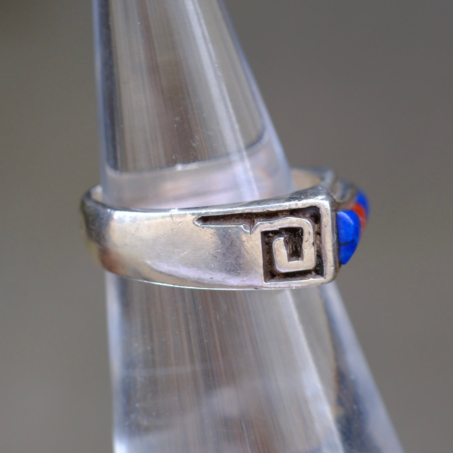 Vintage Sterling Multistone Inlay Band Ring 5.75