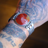50's Vintage Agate Stamped Cuff Bracelet