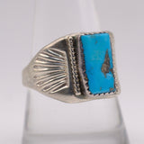 Vintage Sterling Turquoise Stamped Band Ring 9.75