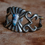 Vintage Sterling Turquoise Sandcast Cuff Bracelet