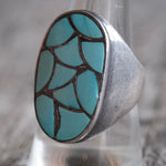 Vintage Sterling Turquoise Inlay Ring 9.75