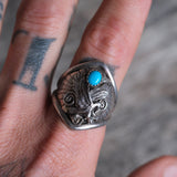 Vintage Sterling Turquoise Eagle Ring 11.75