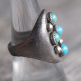 Vintage Sterling 4-Stone Turquoise Ring 8.25