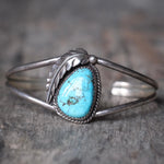 Vintage Sterling Turquoise Feather Cuff