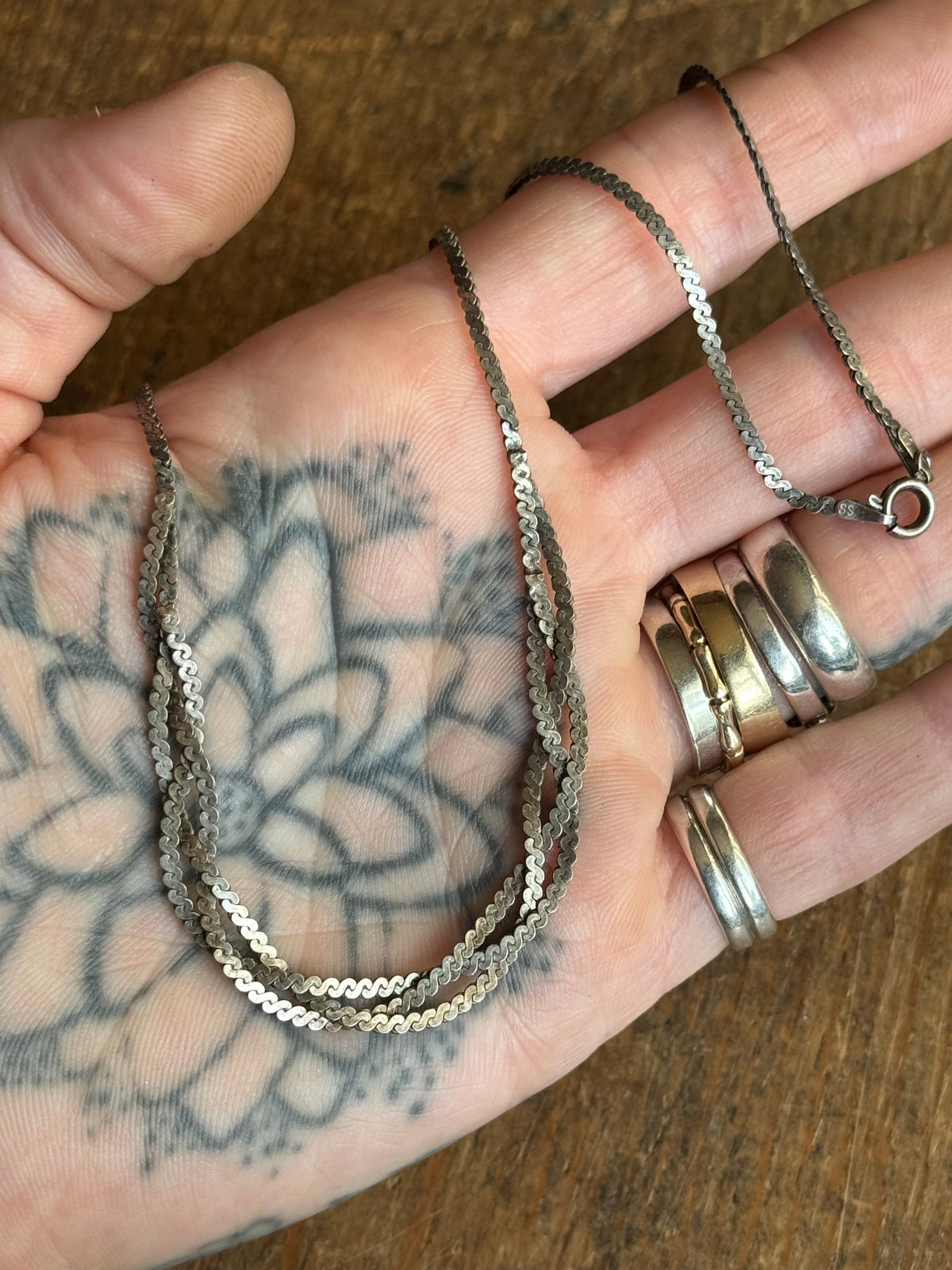 Vintage Sterling Silver 18” Braided Serpentine Chain