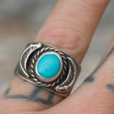 Vintage Sterling Turquoise Feather Band 6